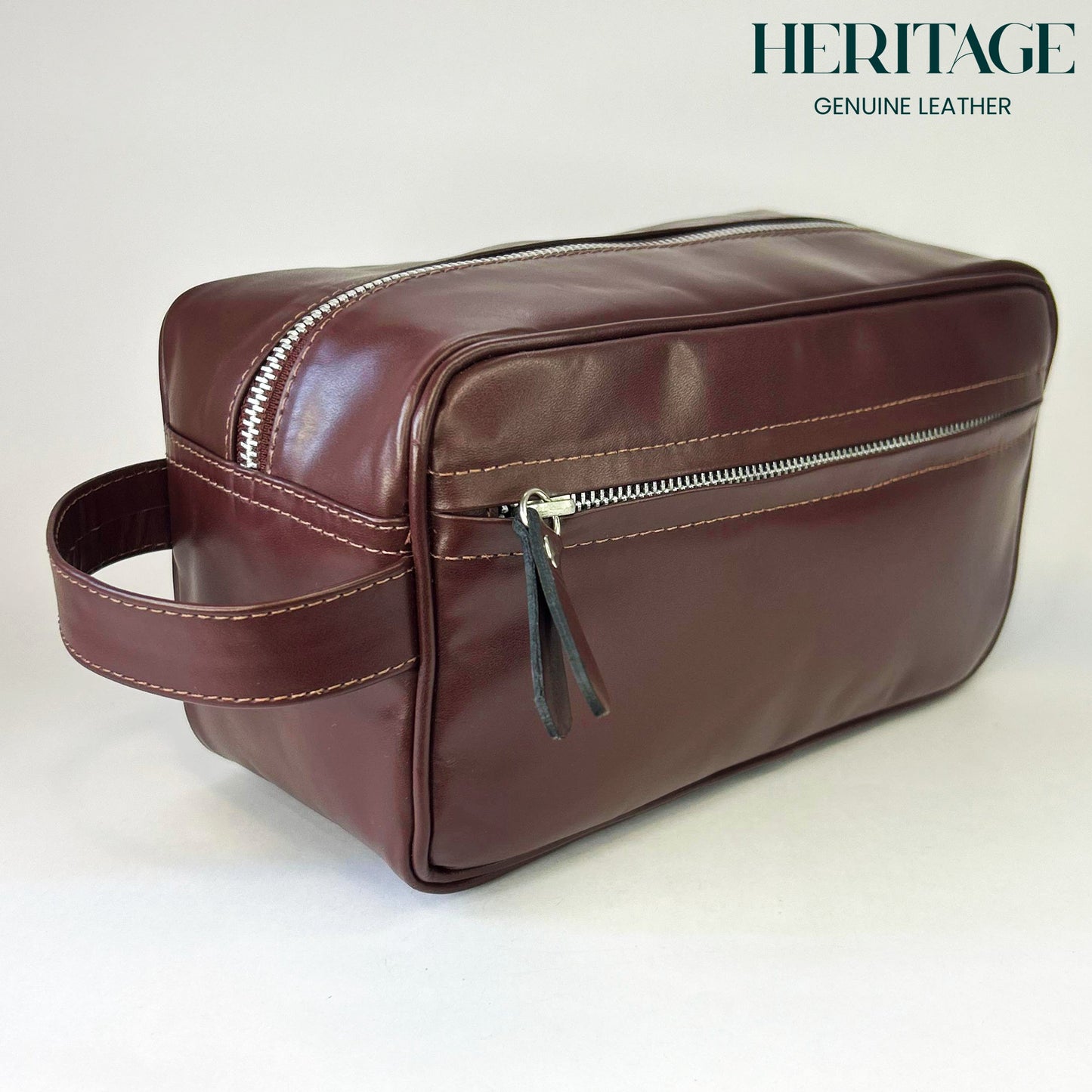 Neceser Monaco Cuero Liso Borgoña Heritage