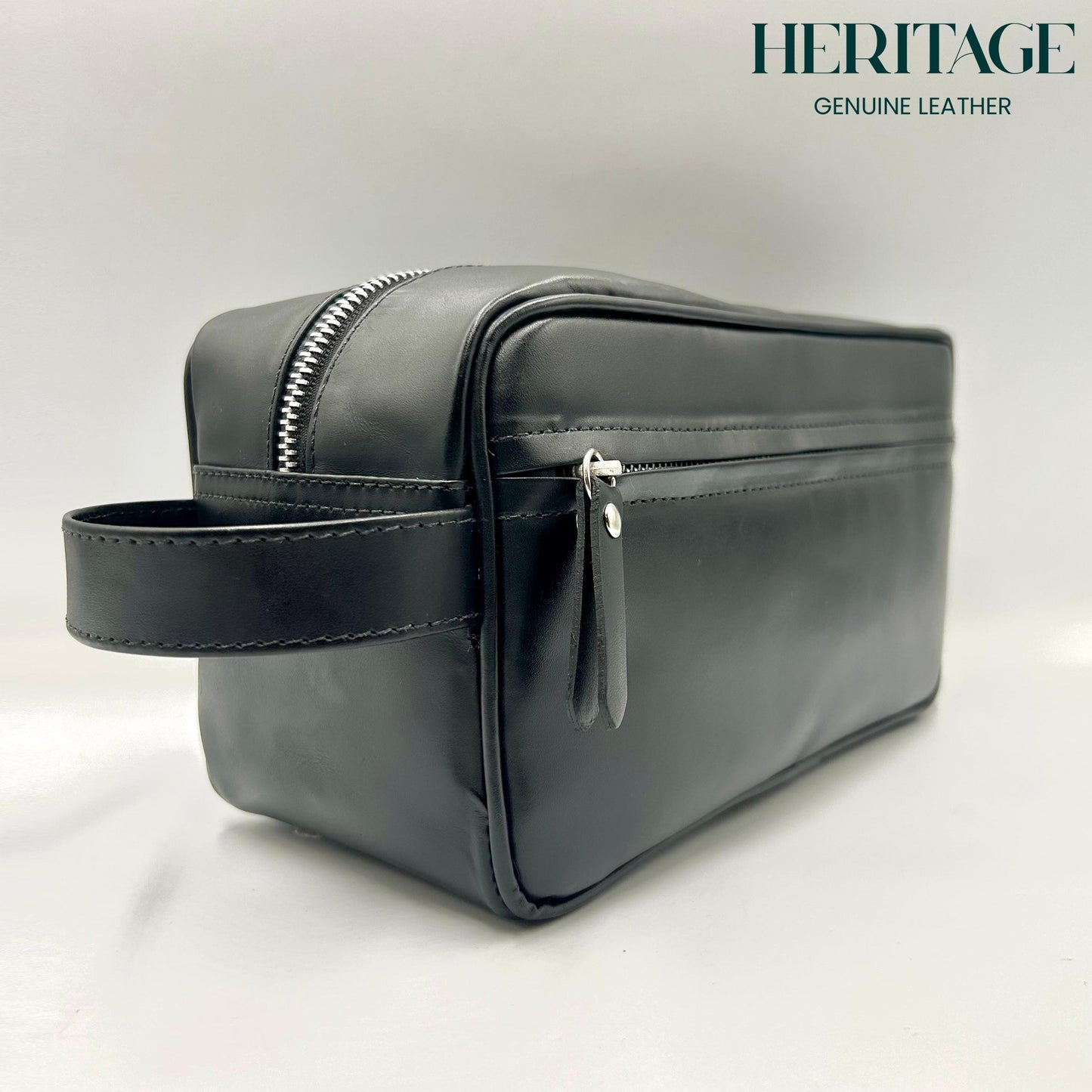 Neceser Monaco Cuero Liso Negro Heritage