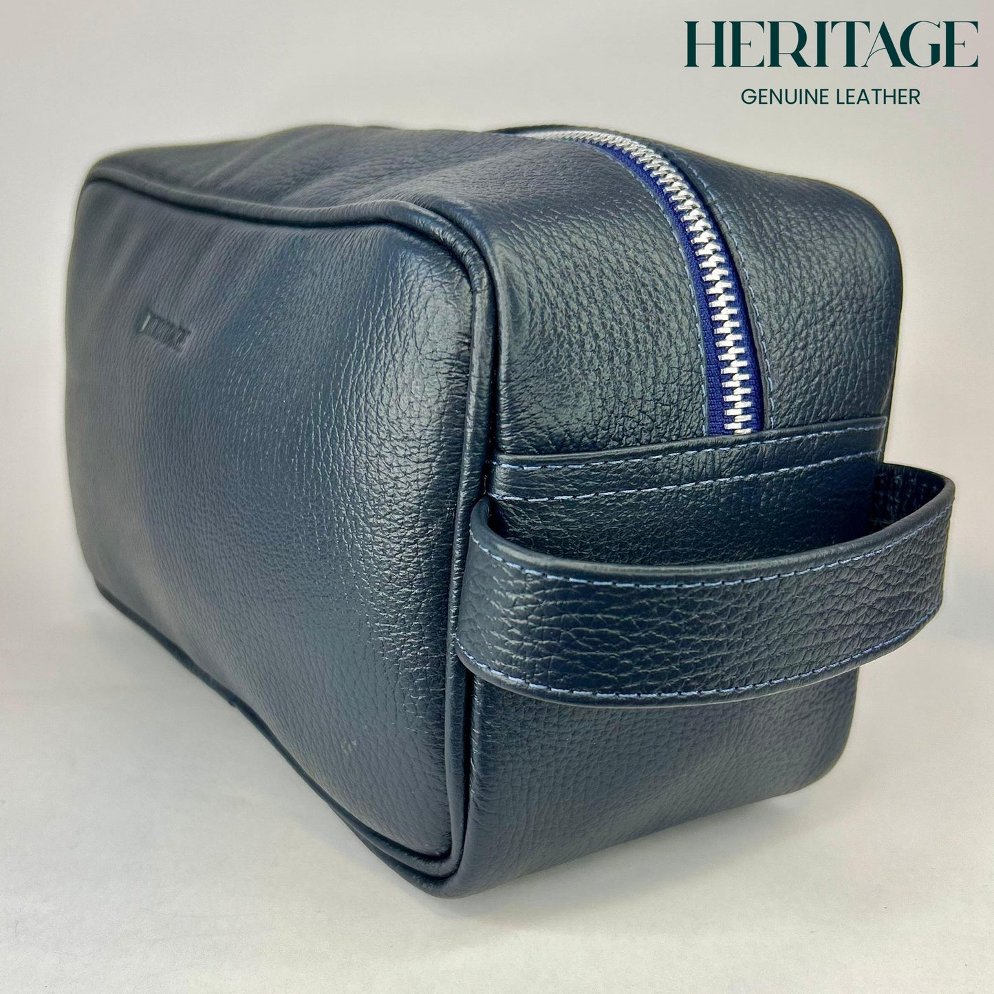 Neceser Monaco Cuero Granulado Azul Heritage