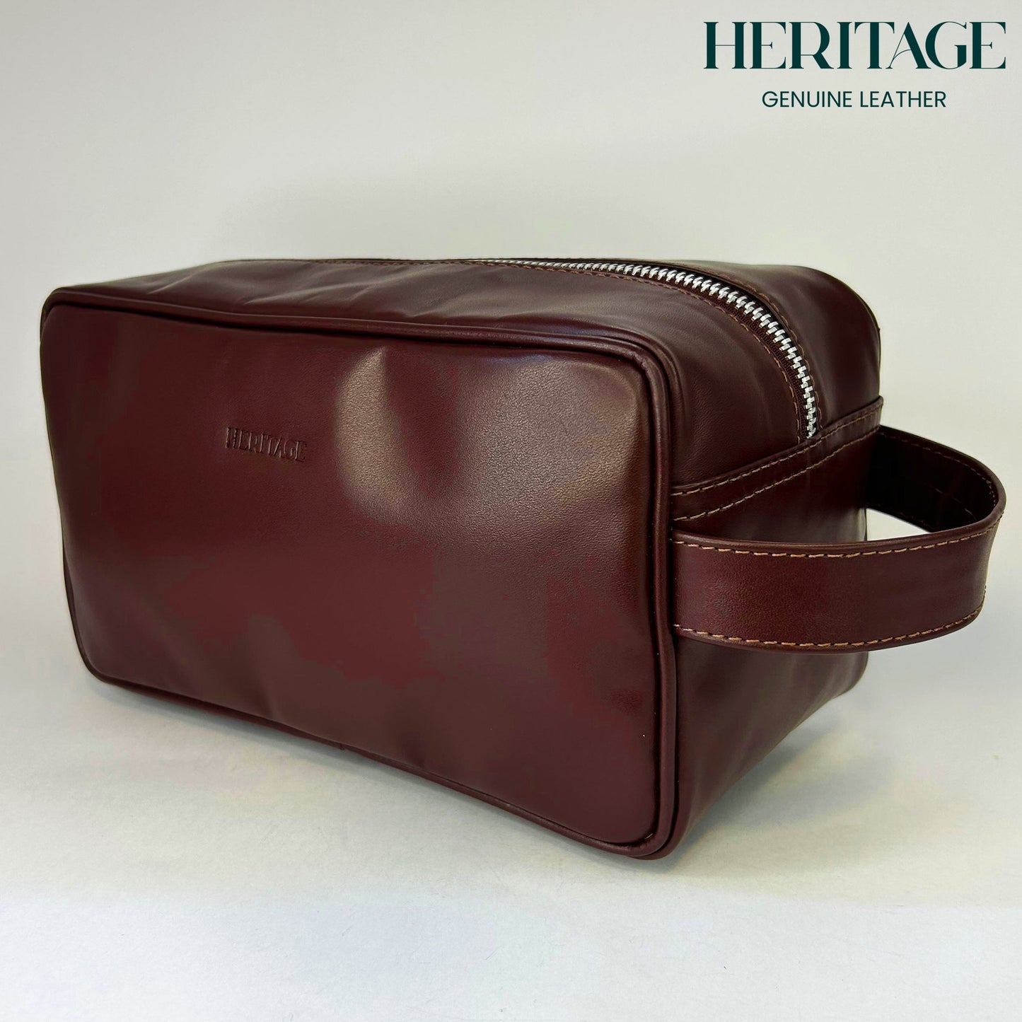 Neceser Monaco Cuero Liso Borgoña Heritage