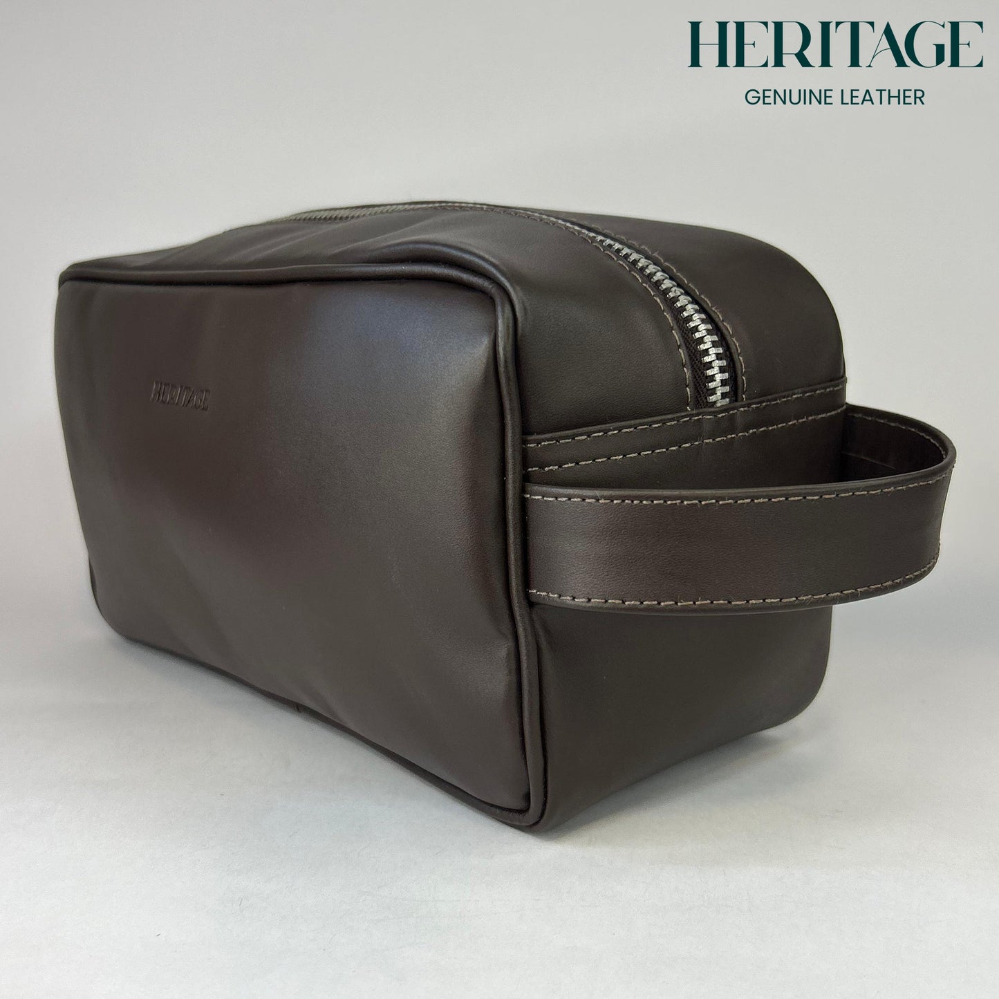 Neceser Monaco Cuero Liso Cafe Heritage