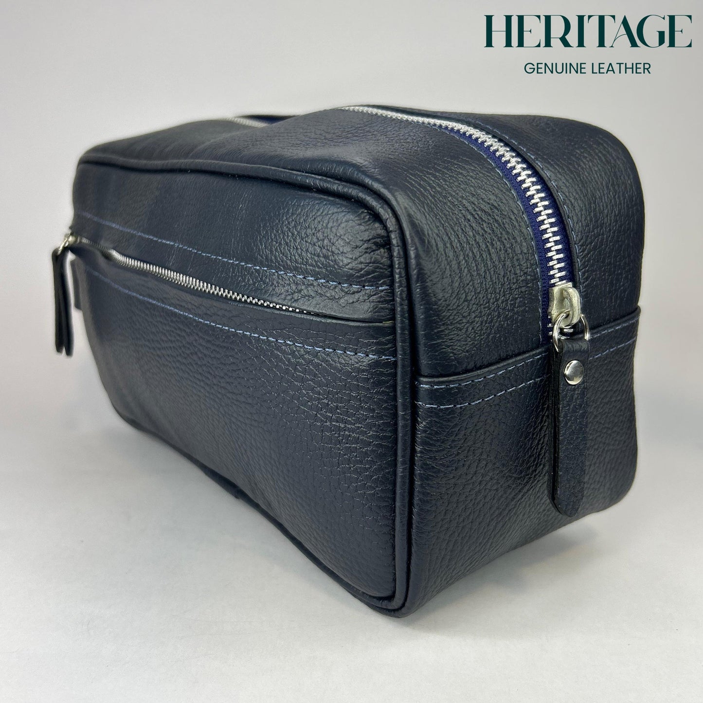 Neceser Monaco Cuero Granulado Azul Heritage