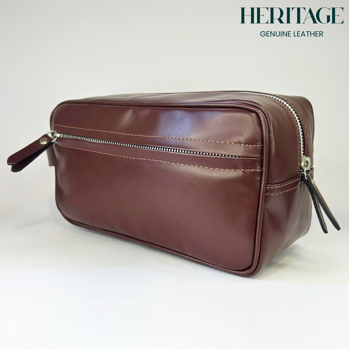 Neceser Monaco Cuero Liso Borgoña Heritage