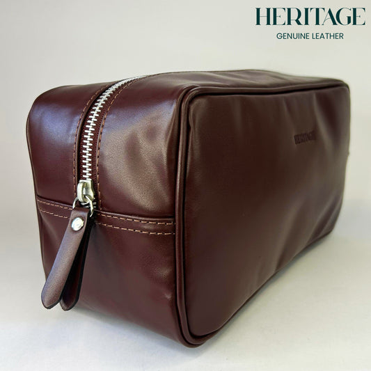 Neceser Monaco Cuero Liso Borgoña Heritage