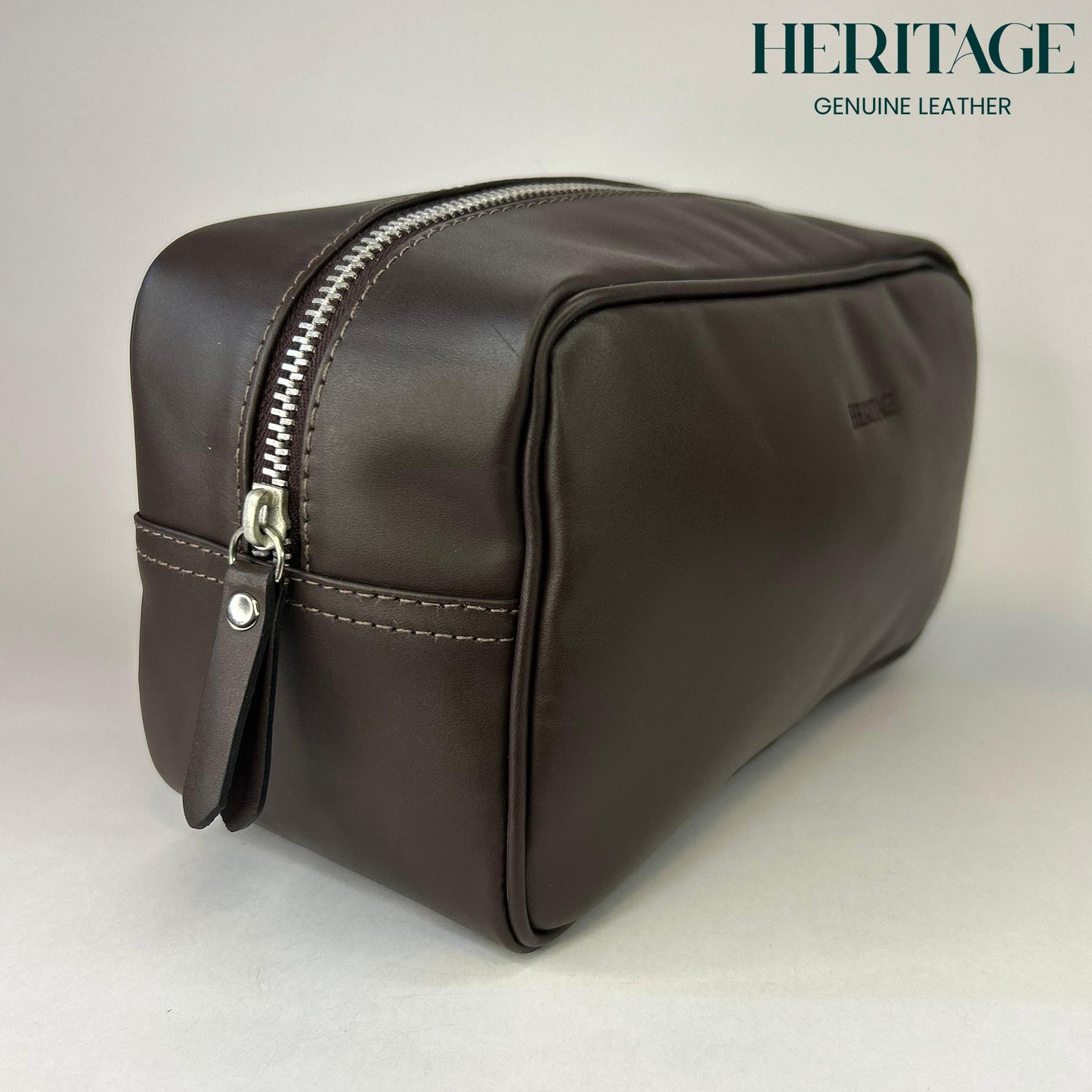 Neceser Monaco Cuero Liso Cafe Heritage