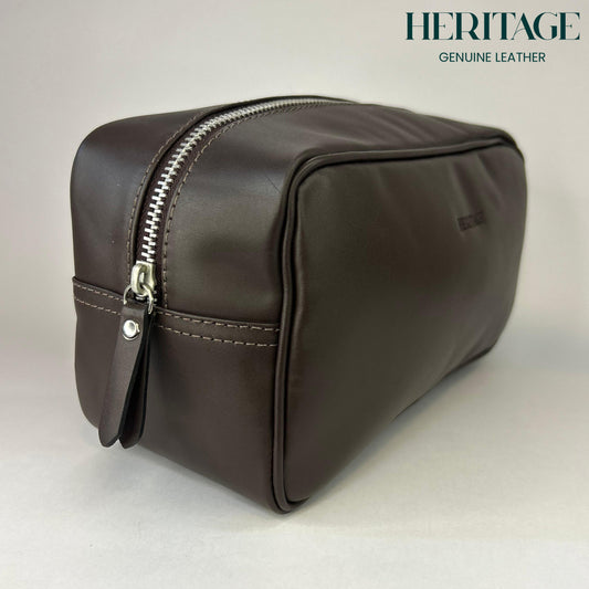Neceser Monaco Cuero Liso Cafe Heritage
