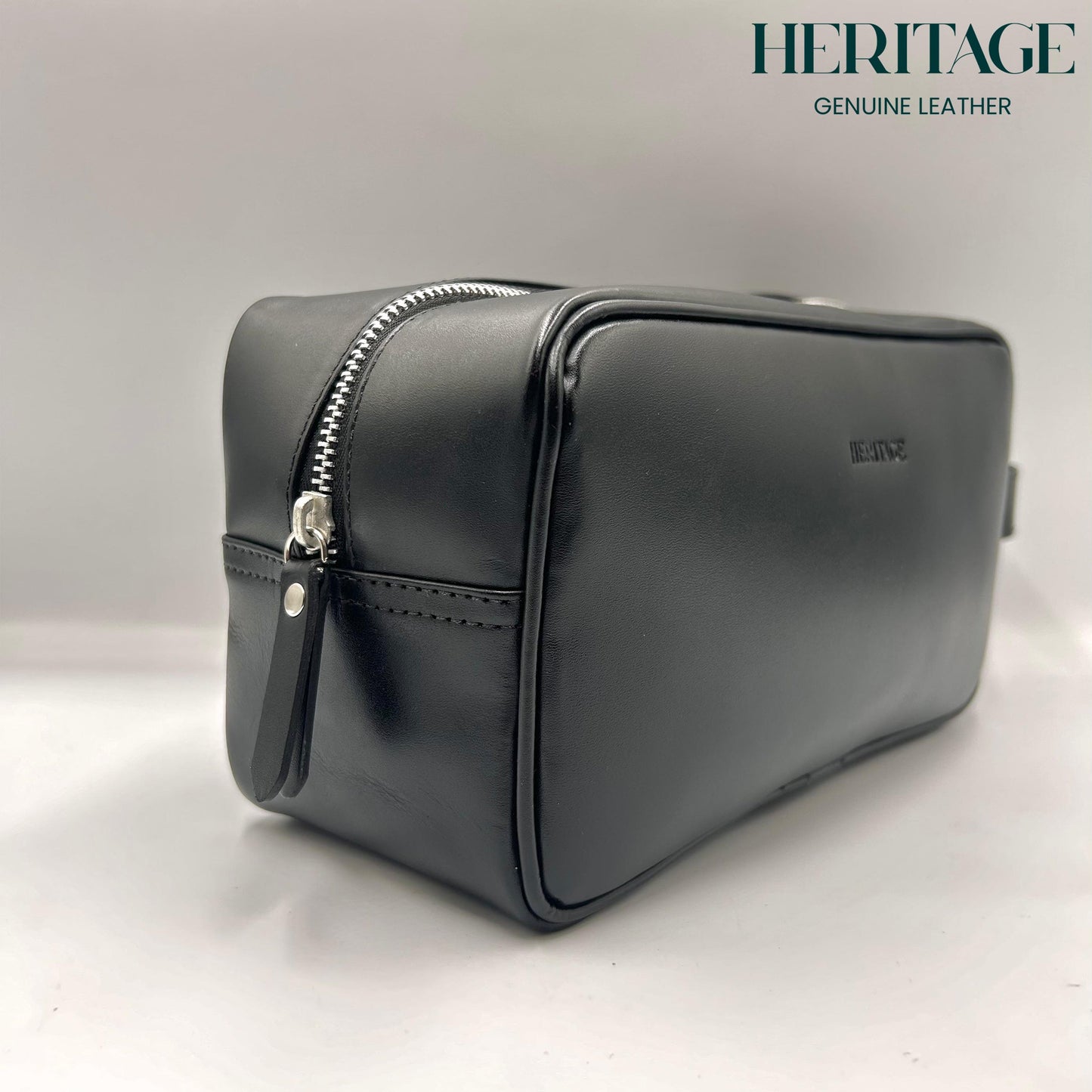 Neceser Monaco Cuero Liso Negro Heritage