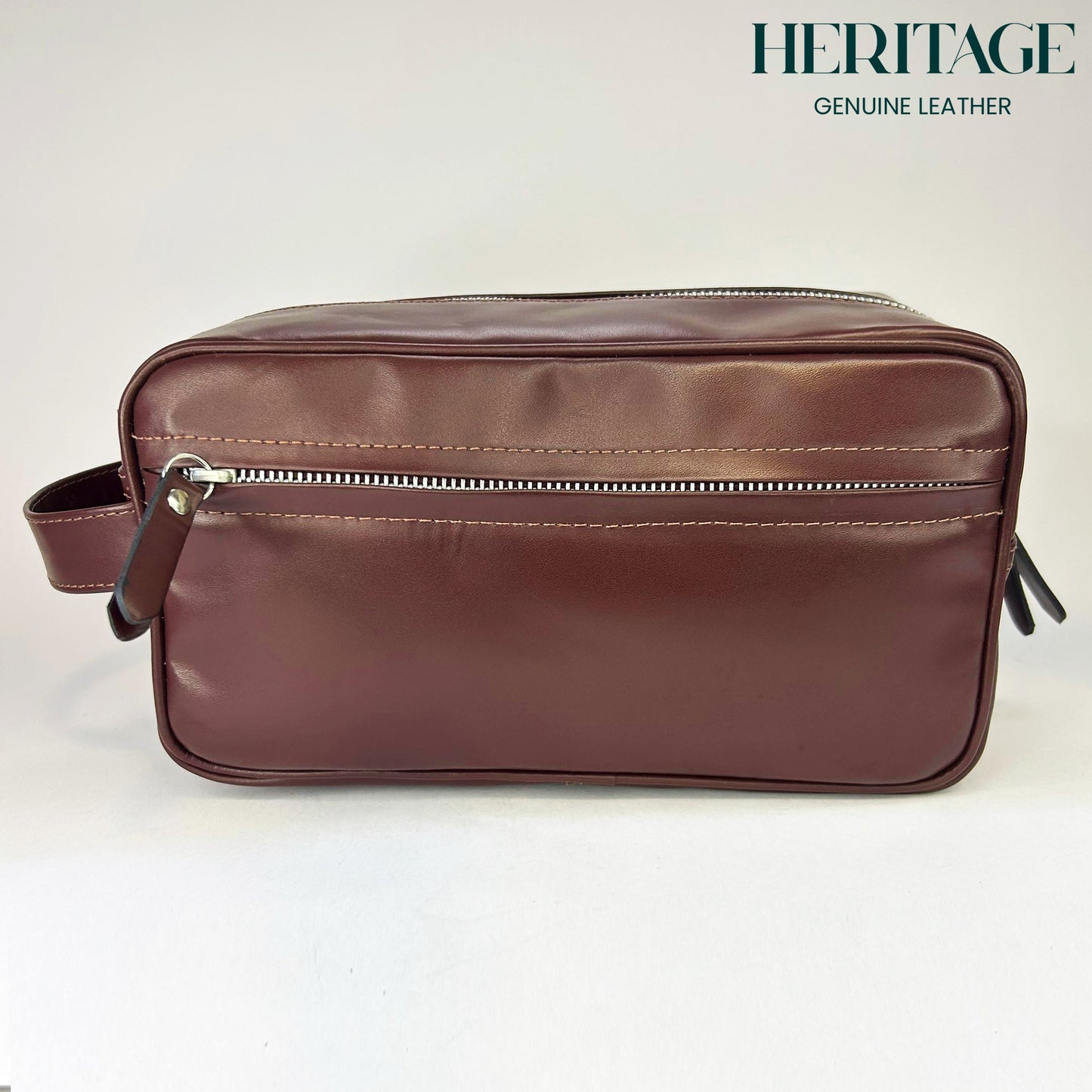 Neceser Monaco Cuero Liso Borgoña Heritage