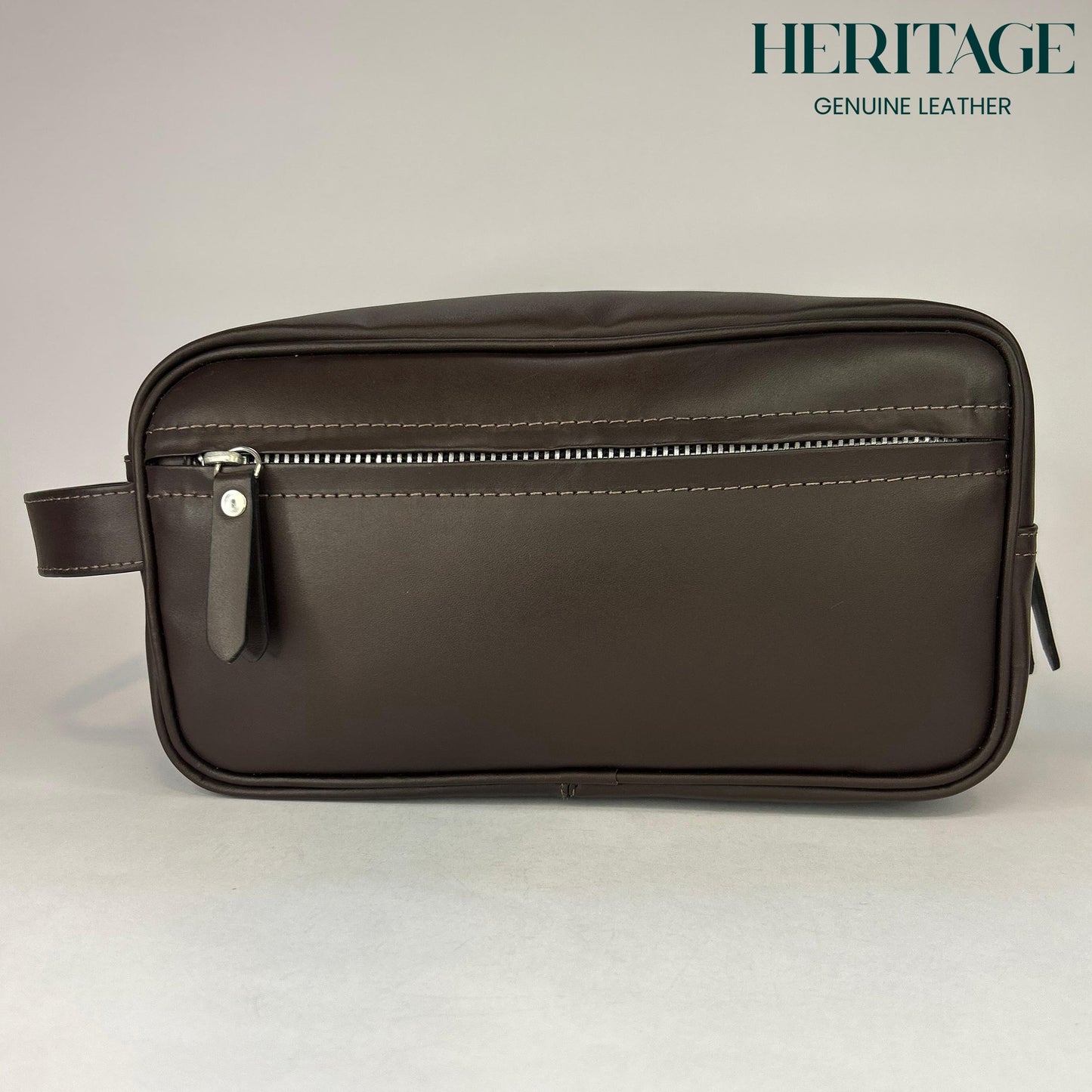 Neceser Monaco Cuero Liso Cafe Heritage