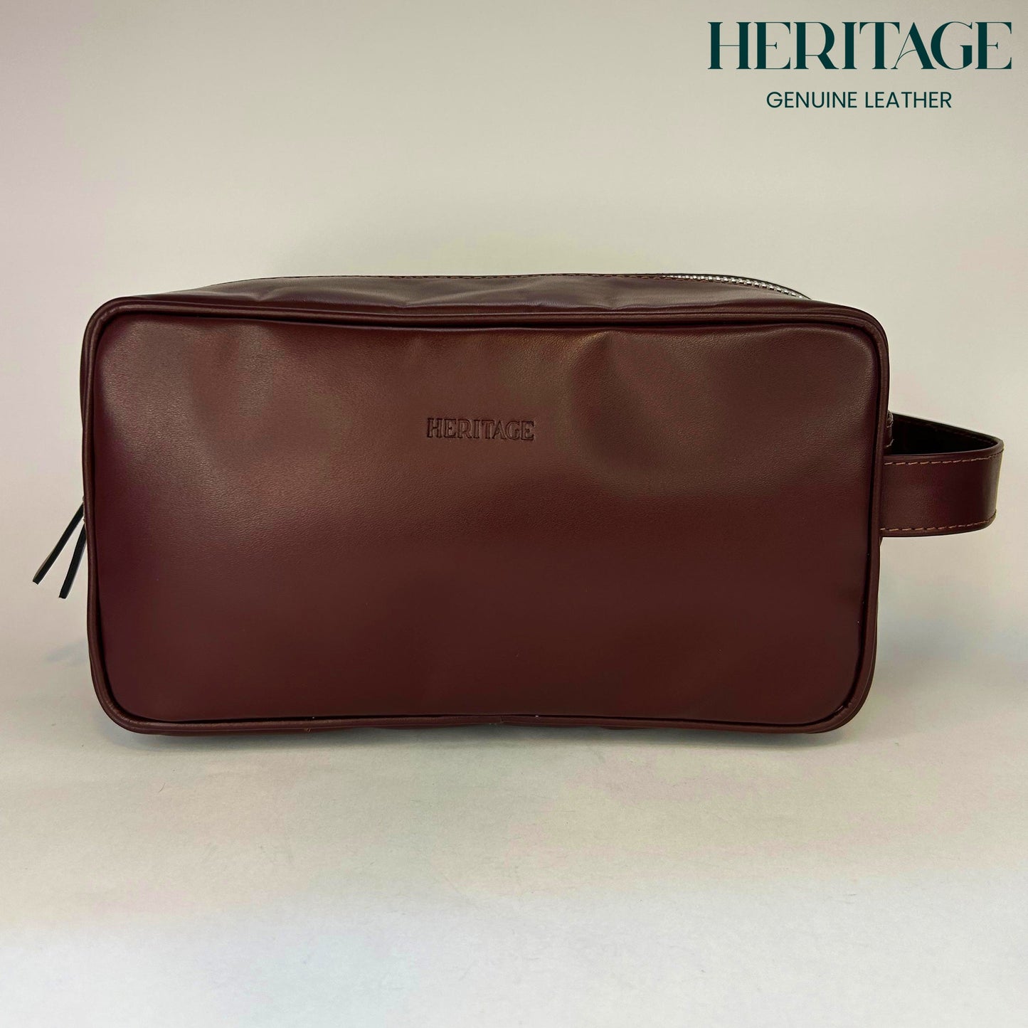 Neceser Monaco Cuero Liso Borgoña Heritage