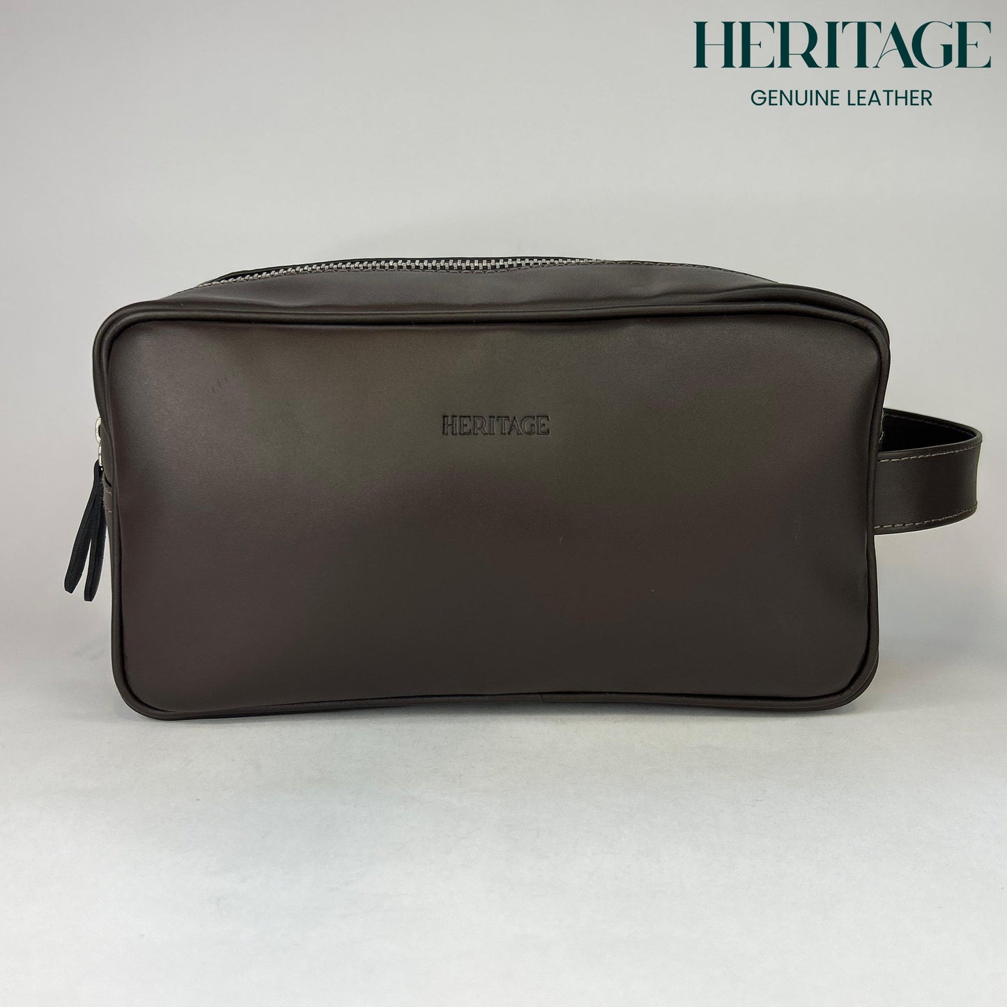 Neceser Monaco Cuero Liso Cafe Heritage