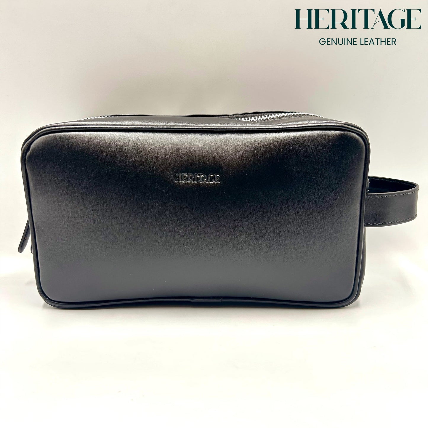 Neceser Monaco Cuero Liso Negro Heritage
