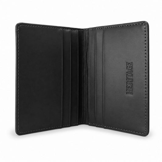 Billetera Atlas Cuero Liso Negro Heritage