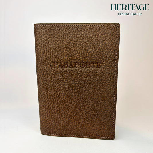 Funda para Pasaporte en Cuero Granulado Café Heritage