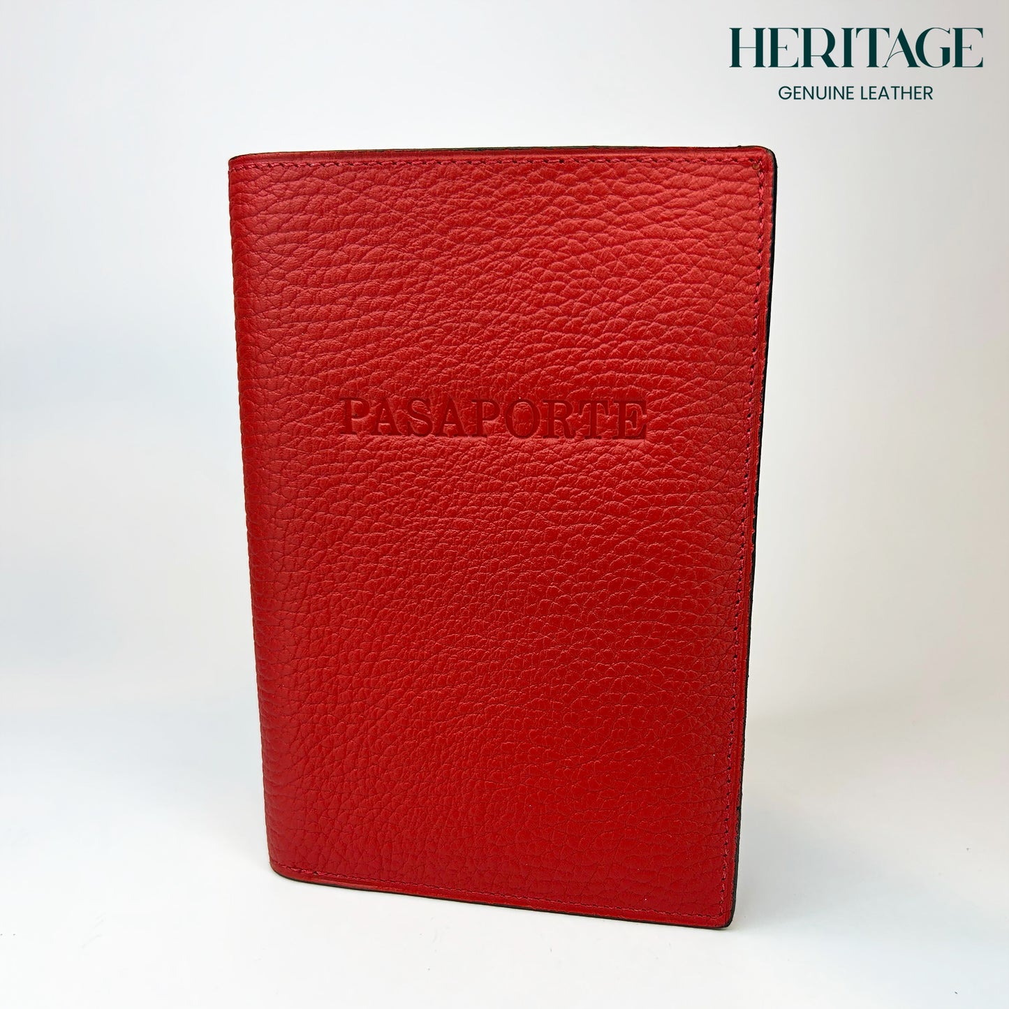 Funda para Pasaporte en Cuero Granulado Rojo Heritage