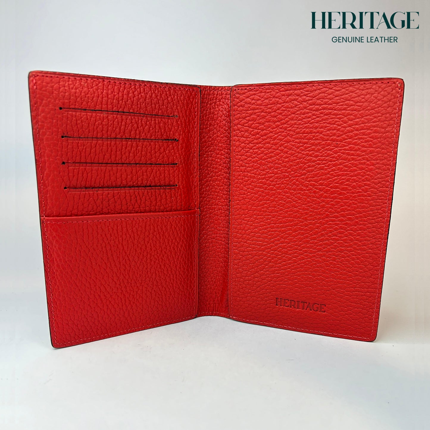 Funda para Pasaporte en Cuero Granulado Rojo Heritage