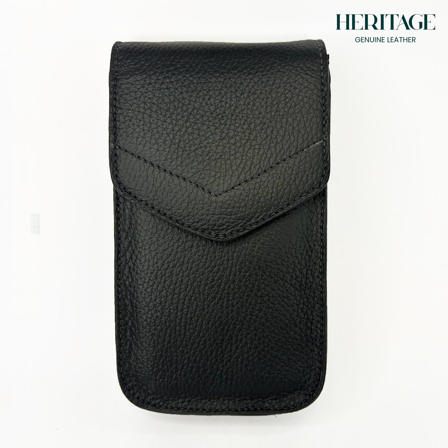 Portacelular en Cuero Granulado Negro Heritage