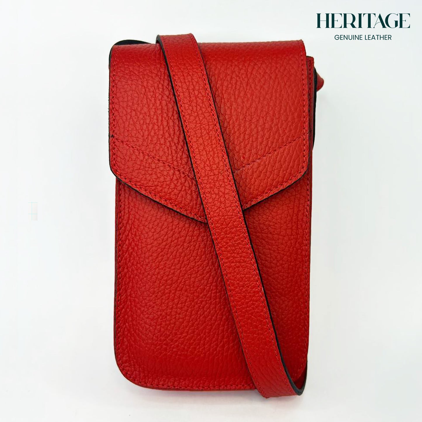 Portacelular en Cuero Granulado Rojo Heritage