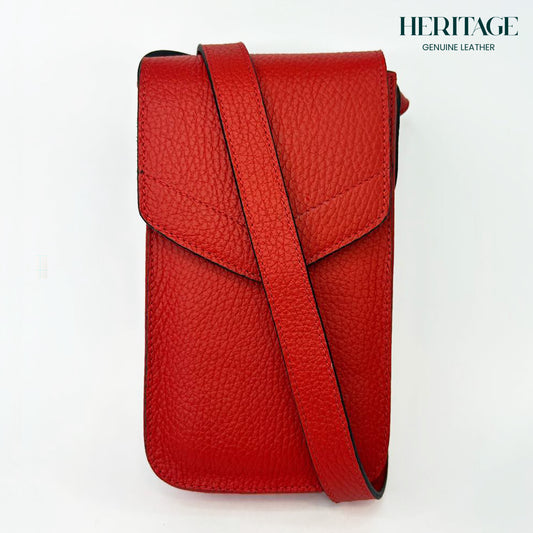 Portacelular en Cuero Granulado Rojo Heritage