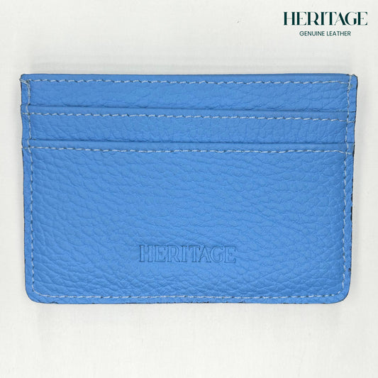 Tarjetero Mónaco Cuero Granulado Celeste Heritage