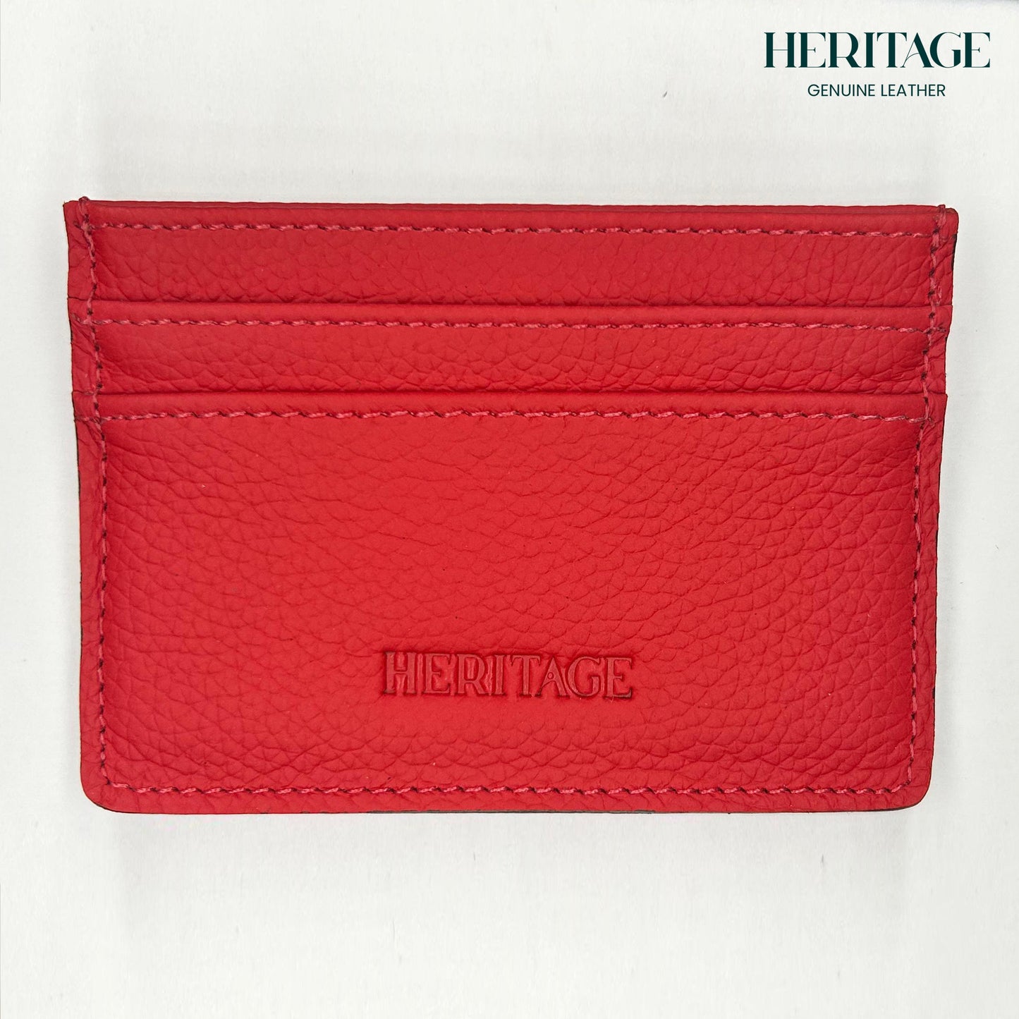 Tarjetero Mónaco Cuero Granulado Rojo Heritage