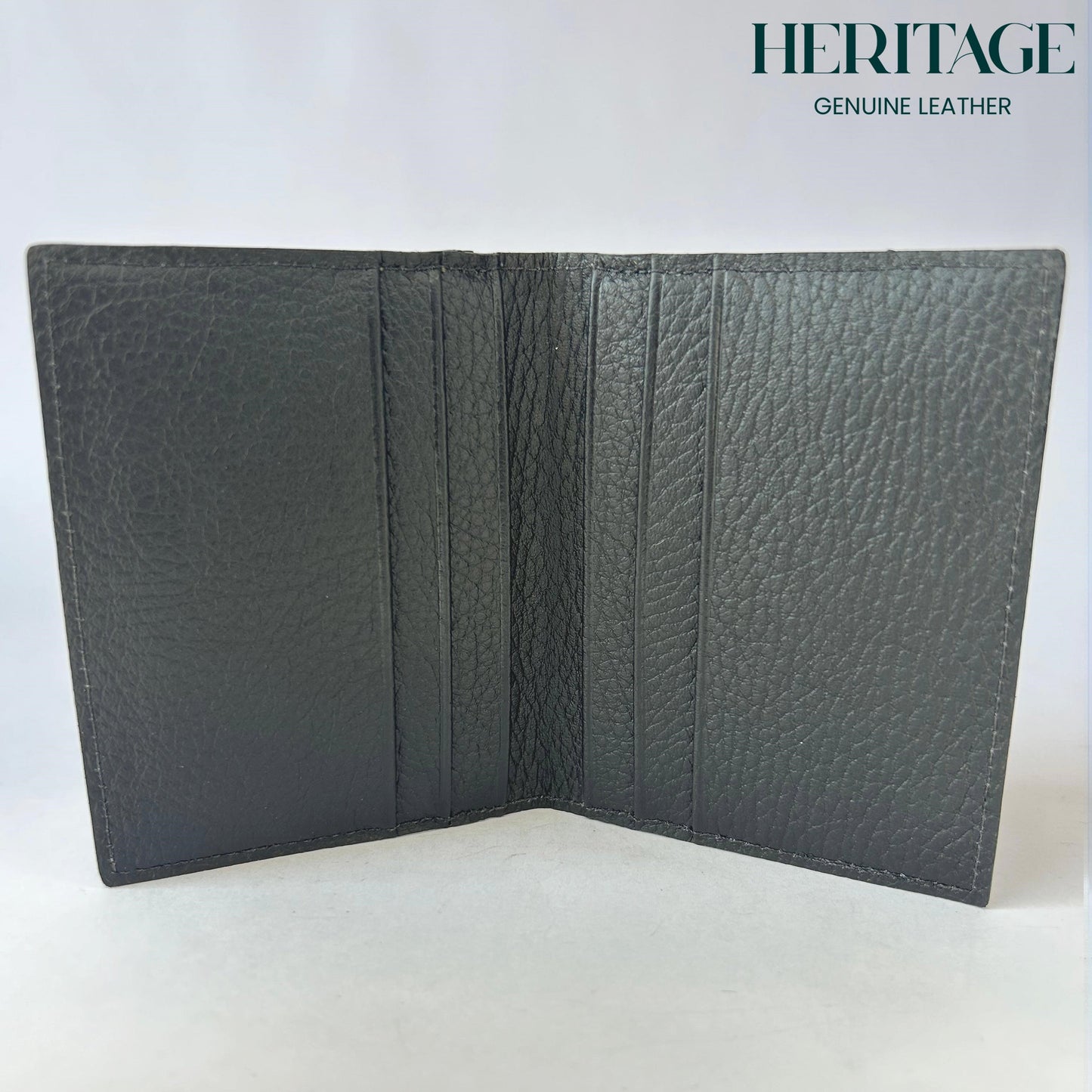 Tarjetero Doble Madrid Cuero Granulado Negro Heritage