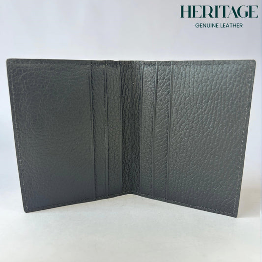 Tarjetero Doble Madrid Cuero Granulado Negro Heritage