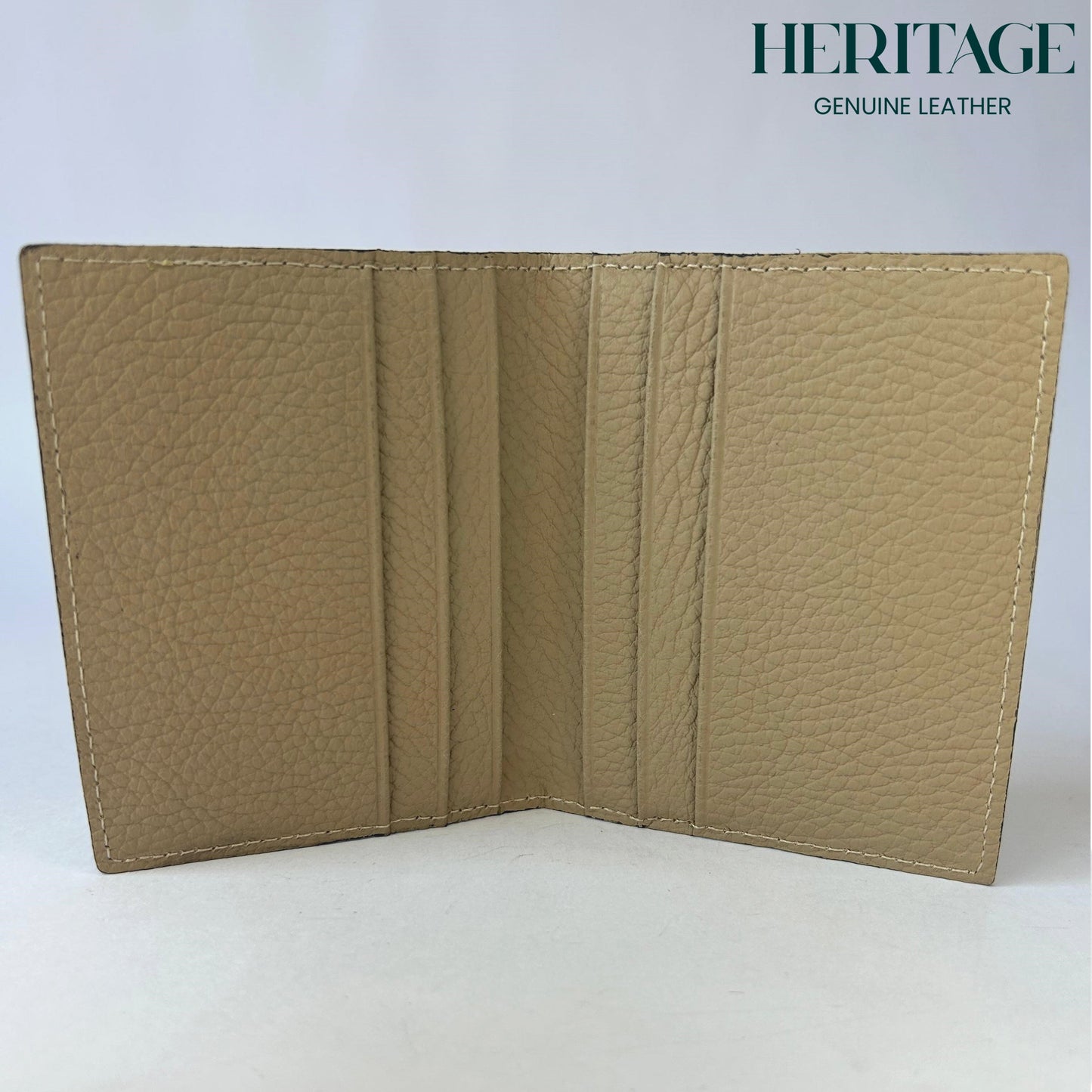 Tarjetero Doble Madrid Cuero Granulado Taupe Heritage