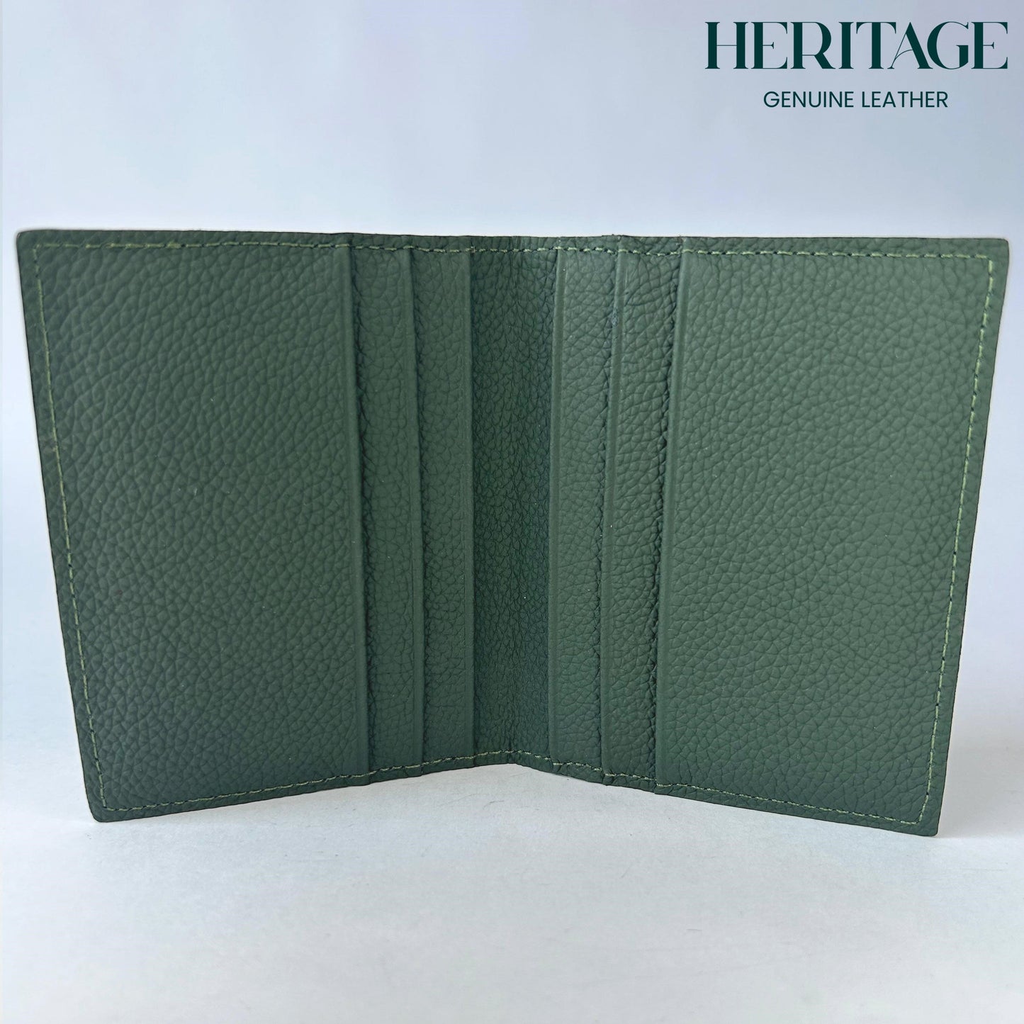 Tarjetero Doble Madrid Cuero Granulado Verde  Heritage