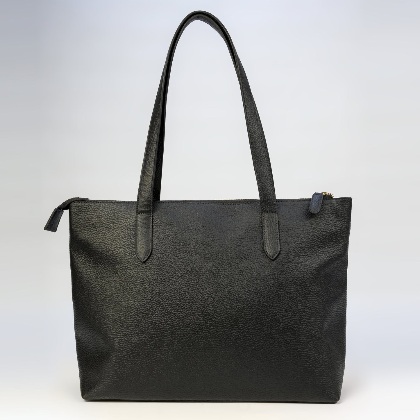 Tote Bag Roma con Cierre en Cuero Granulado Negro Heritage