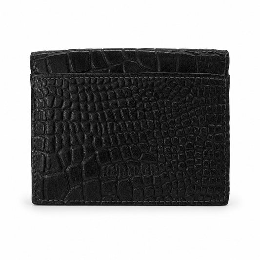 Tarjetero Doble Madrid Cuero Croco Negro Heritage