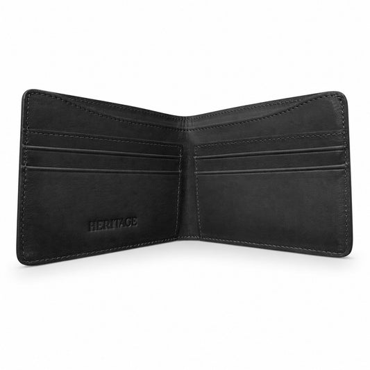 Billetera Milán Cuero Liso Negro