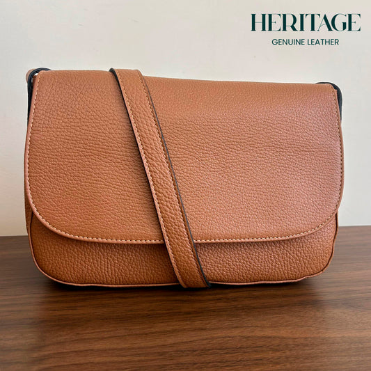 Cartera Roma en Cuero Granulado Whiskey COCO