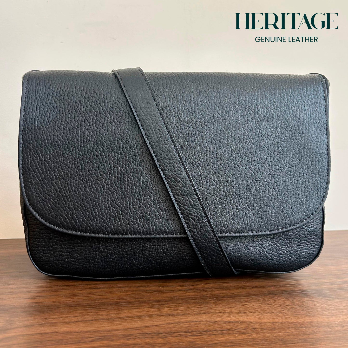 Cartera Roma en Cuero Granulado Negro COCO