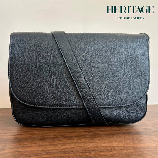 Cartera Roma en Cuero Granulado Negro COCO