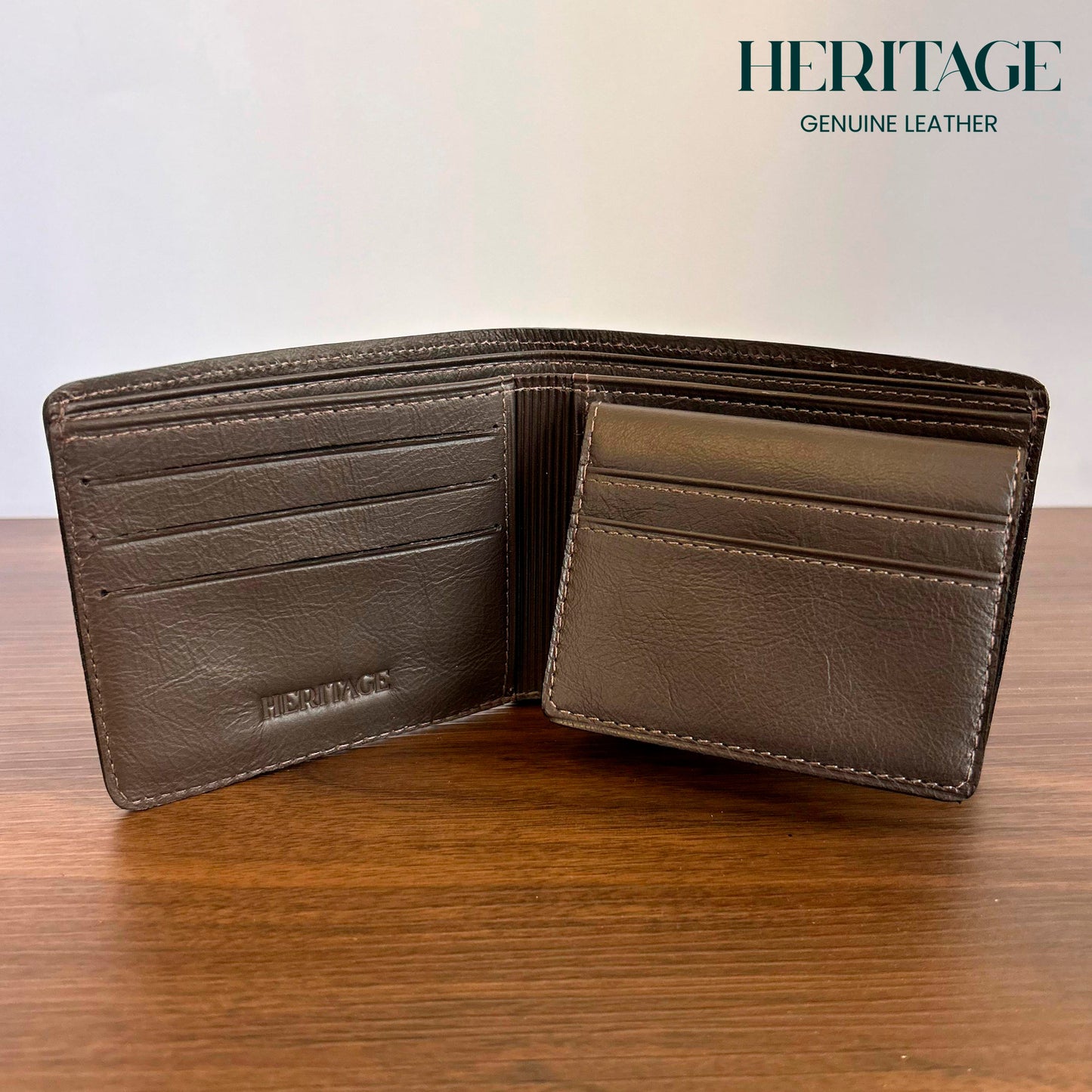 Billetera Bifold Verona Cuero Croco Cafe Heritage