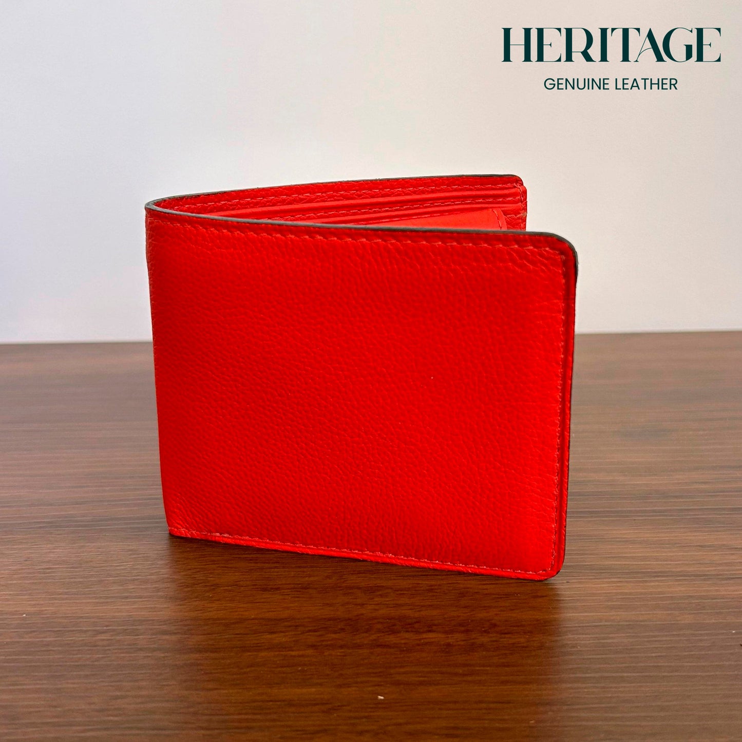 Billetera Bifold Verona  Cuero Granulado Rojo Heritage
