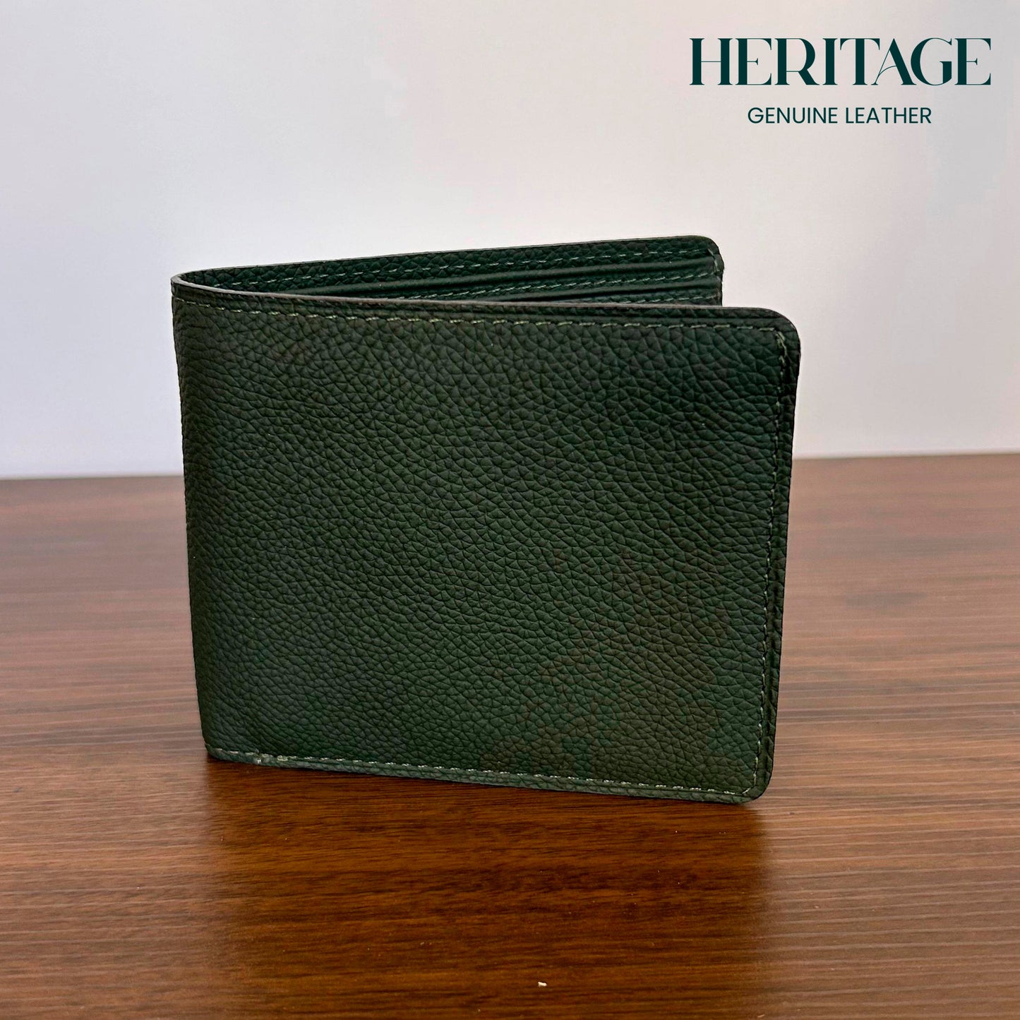 Billetera Bifold Verona  Cuero Granulado Verde  Heritage